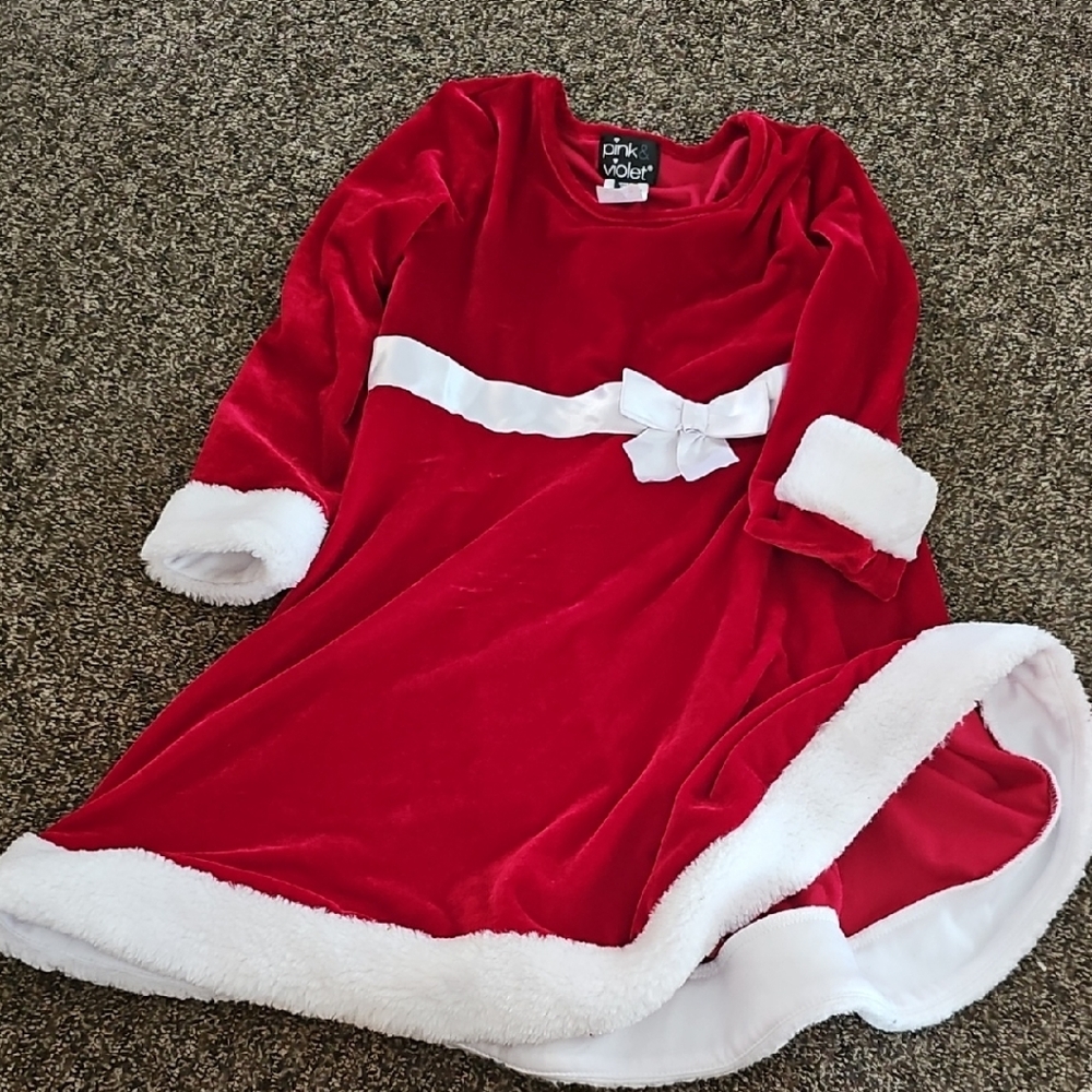 Velvet Red and White Girl Dress